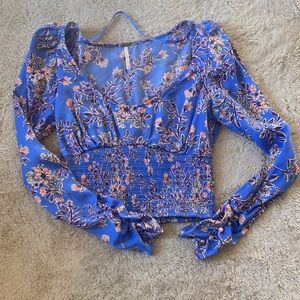 Free People periwinkle purple blue Satin crop top